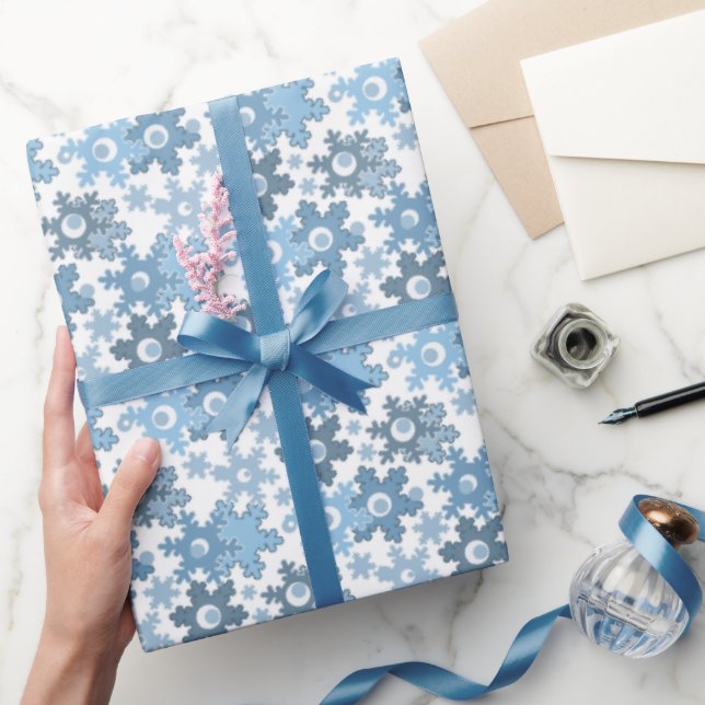 Papier Cadeau Fêtes de Noël Fête hiver Flamme de neige brillant (Cadeaux)