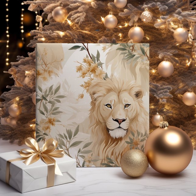 Papier Cadeau Fêtes sauvages Safari Lion Noël (Créateur téléchargé)