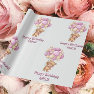 Papier Cadeau Fêtons la fille qui fête son anniversaire