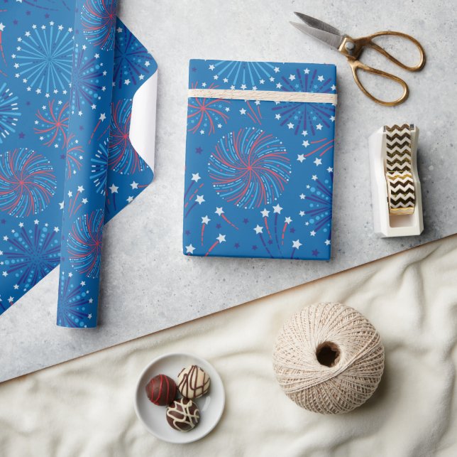 Papier Cadeau Feu d'artifice du quatre juillet (Artisanat)