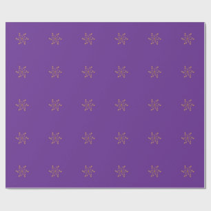 Papier Cadeau Feu d'artifice Flocon de Neige Étoile Filante Or É
