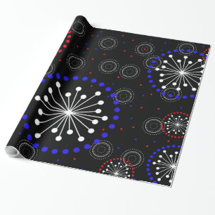 Papier Cadeau Feu d'artifice rouge blanc contemporain