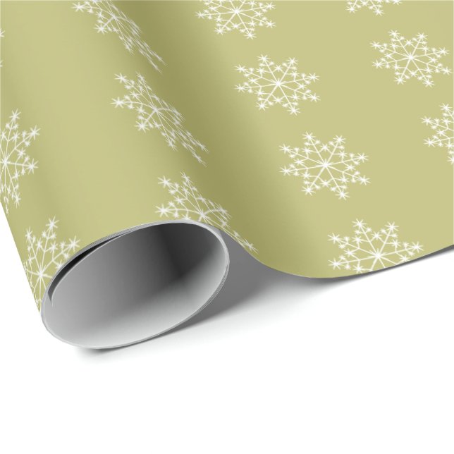 Papier Cadeau Feu de neige Noël Olive Green (Coin rond)