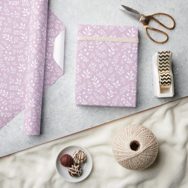 Papier Cadeau Feuillage d'automne neutre - Lilas chaud (Artisanat)