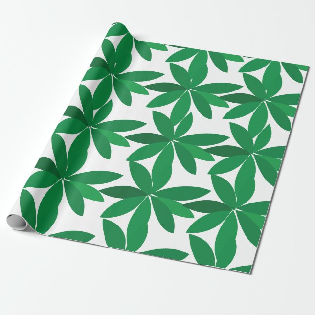Papier Cadeau Feuillage de feuilles vertes (Déroulé)