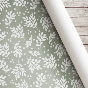 Papier Cadeau Feuillage de Noël moderne Cadeau de vacances Vert