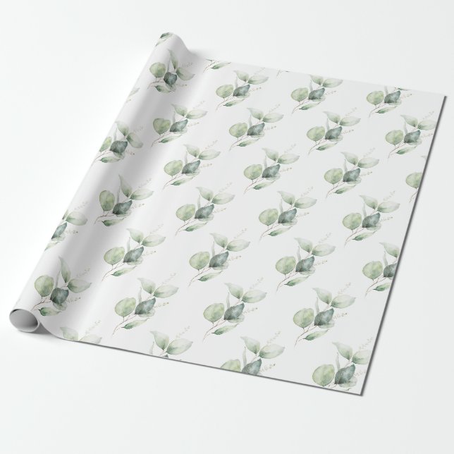Papier Cadeau Feuillage de vacances botanique d'eucalyptus (Déroulé)