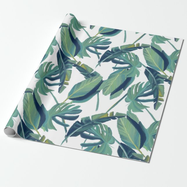 Papier Cadeau Feuillage Feuilles Tropicales Monstera (Déroulé)
