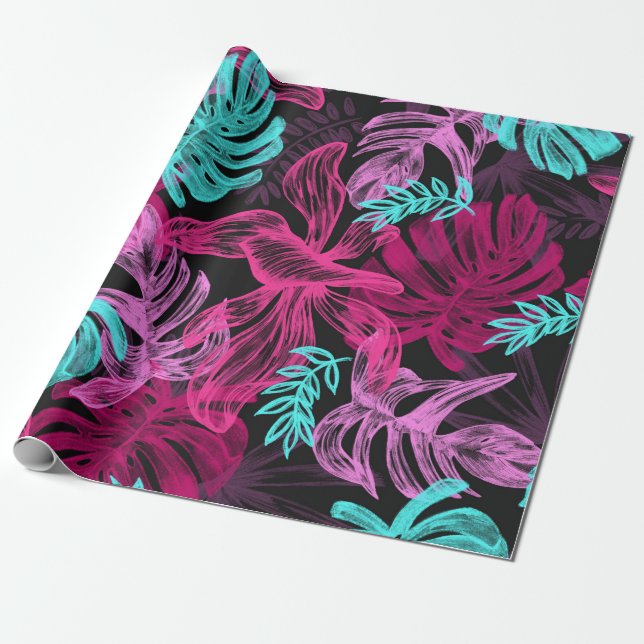 Papier Cadeau Feuillage Feuilles Tropicales Monstera (Déroulé)