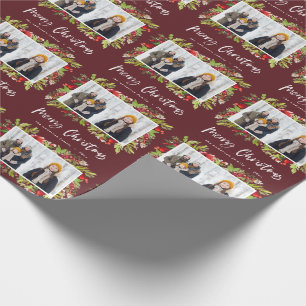 Papier Cadeau Feuillage traditionnel aquarelle + noël photo