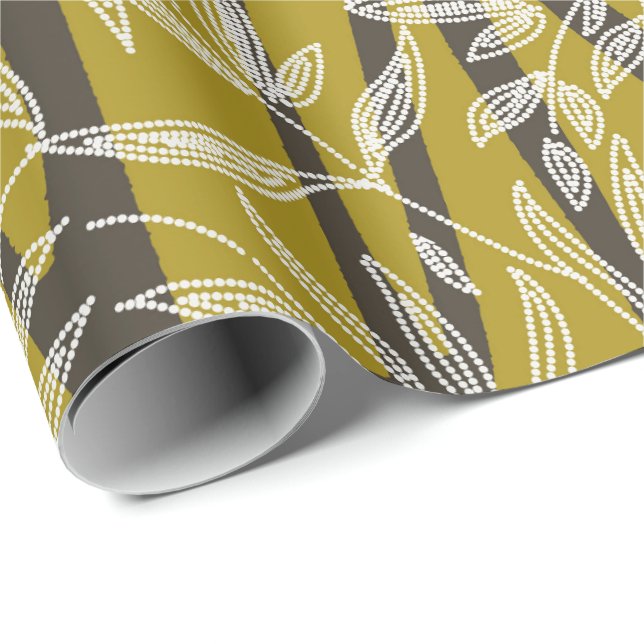 Papier Cadeau feuillage tropical Formes géométriques vert citron (Coin rond)