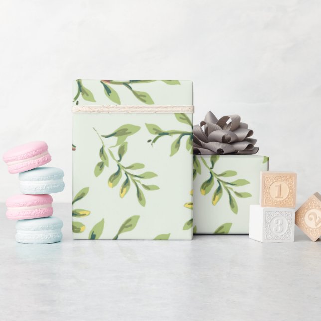 Papier Cadeau Feuillage Vert Feuilles (Baby Shower)