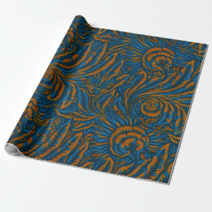 Papier Cadeau Feuille botanique d'acanthe de style sarcelle Will