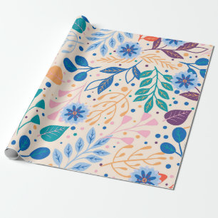 Papier Cadeau Feuille coloré Motif de feuillage moderne