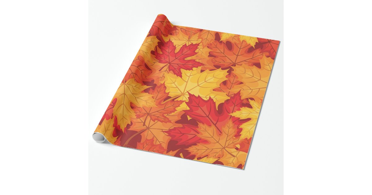 Papier Cadeau Feuille D Automne Zazzle Fr