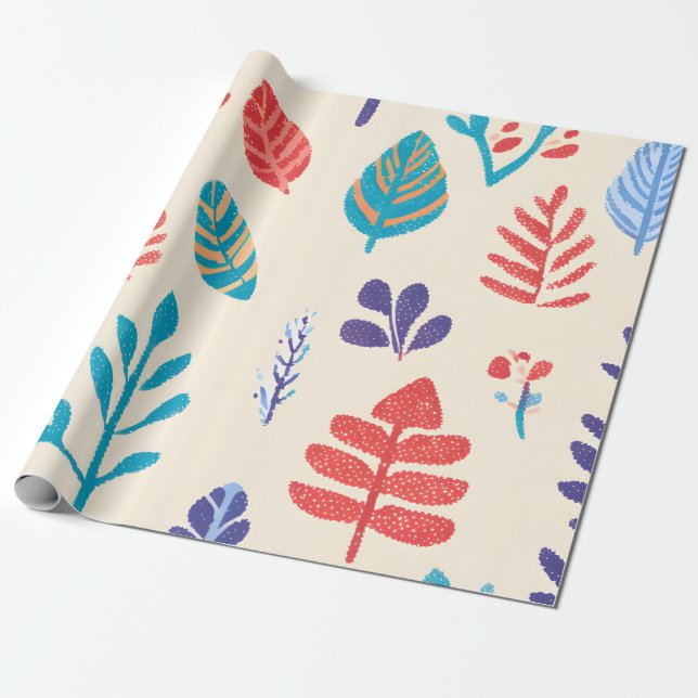 Papier Cadeau Feuille d'automne colorée (Déroulé)