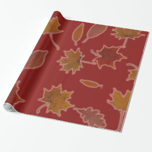 Papier Cadeau Feuille d'automne d'or sur la couleur faite sur