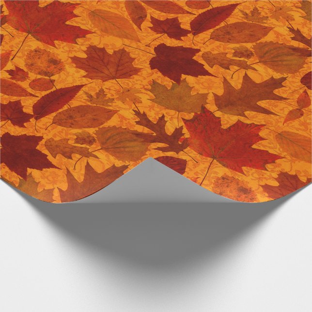 Papier Cadeau Feuille d'automne orange (Coin)
