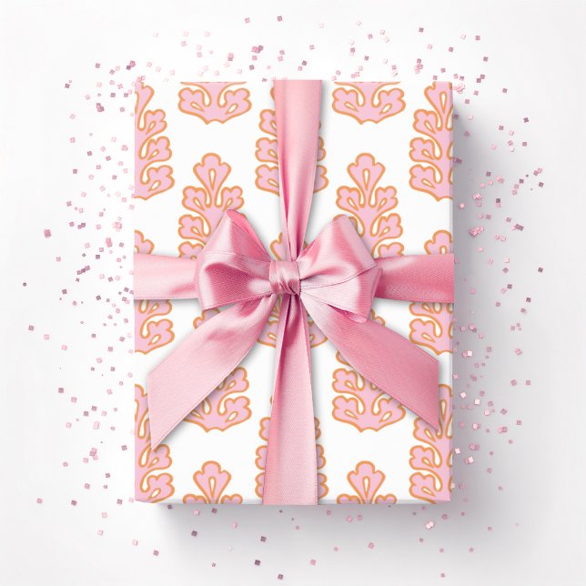 Papier Cadeau Feuille de chêne en rose et orange (Créateur téléchargé)