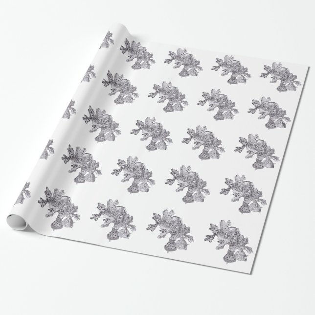 Papier Cadeau Feuille de chute avec des glands (Déroulé)