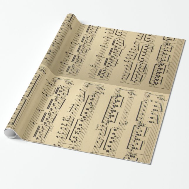 Papier Cadeau Feuille de musique vintage (Déroulé)