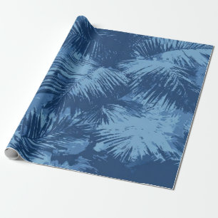Papier Cadeau Feuille de palmier tropical bleu