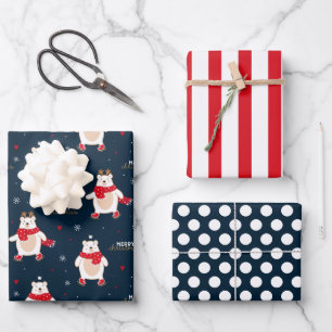 Papier Cadeau Feuille d'enveloppement d'ours polaire de Noël Jeu