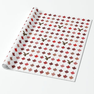 Papier Cadeau Feuille d'érable du Canada et orignaux