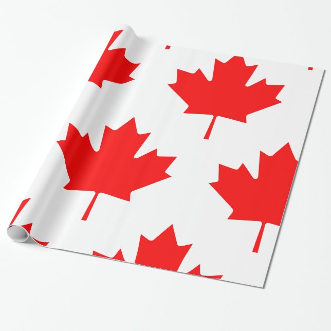 Papier Cadeau Feuille d'érable rouge du drapeau canadien (Déroulé)