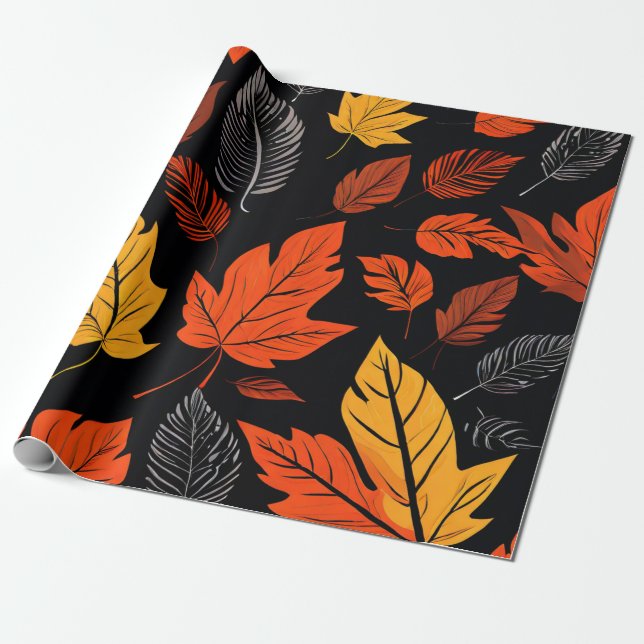 Papier Cadeau Feuille en chute : Conception classique d'automne (Déroulé)