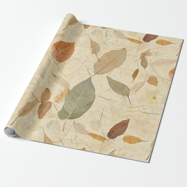 Papier Cadeau Feuille inspirée de la nature rustique - Art botan (Déroulé)