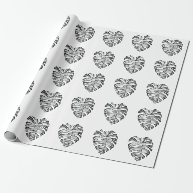 Papier Cadeau Feuille Monstera : Élément Naturel Tropical. (Déroulé)
