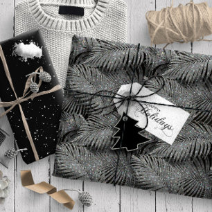 Papier Cadeau Feuille Motif Sparkling Palm Silver ID831