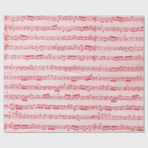 Papier Cadeau Feuille musicale rouge vintage