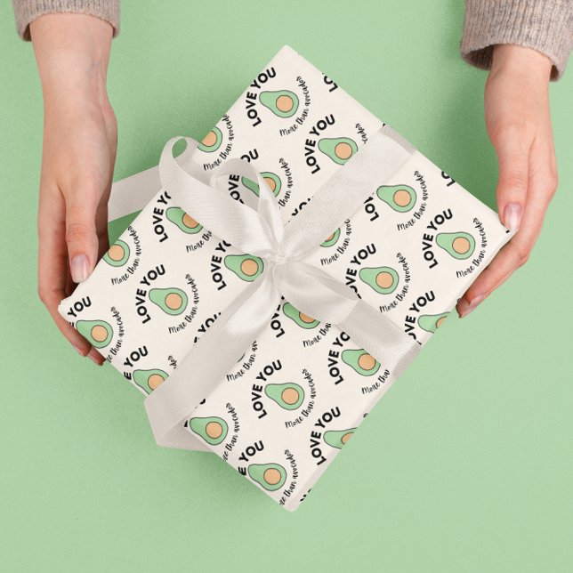 Papier Cadeau Feuille plat d'emballage Avocado de 3 (Let someone special know that you love them more than avocados with these wrapping paper sheets! )