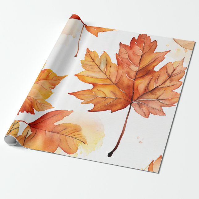 Papier Cadeau Feuille rustique : Motifs chauds d'automne (Déroulé)