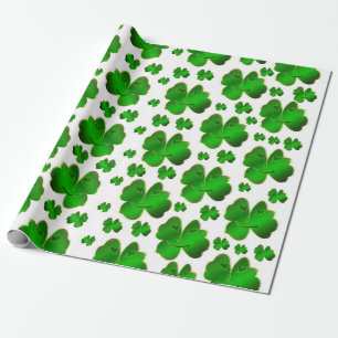 Papier Cadeau feuille, trèfle, chance, plante, vert, shamrock, n