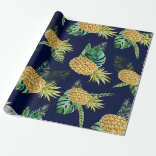 Papier Cadeau Feuille tropical, motif d'ananas d'aquarelle