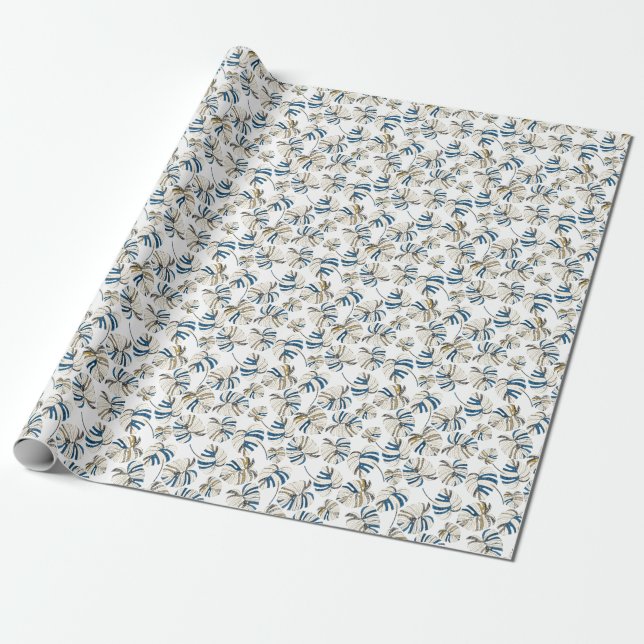 Papier Cadeau Feuille tropicale colorée, motif moderne. (Déroulé)