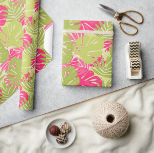 Papier Cadeau Feuille tropicale de monstera vibrante et audacieu