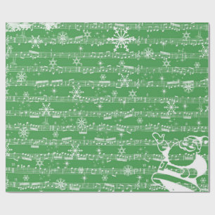 Papier Cadeau Feuille verte vintage de musical de Noël