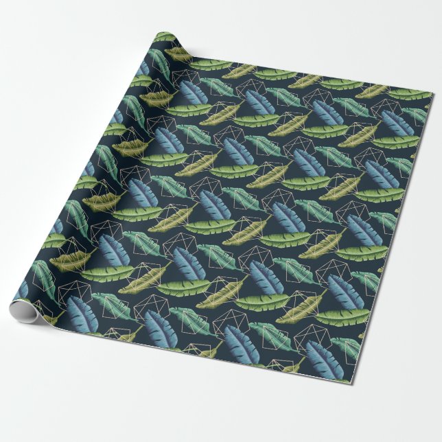 Papier Cadeau Feuilles Abstraits : Ligne Polygonale Sans Couche. (Déroulé)