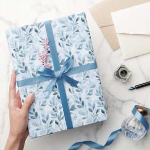 Papier Cadeau Feuilles bleu/gris aquarelle