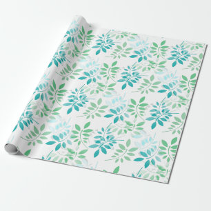 Papier Cadeau Feuilles bleus verts