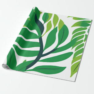 Papier Cadeau Feuilles botaniques vertes