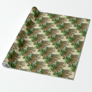 Papier Cadeau Feuilles botaniques vertes élégantes Herbes fraîch