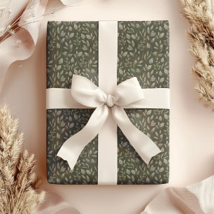 Papier Cadeau Feuilles d'aquarelle sur l'arrière - plan vert