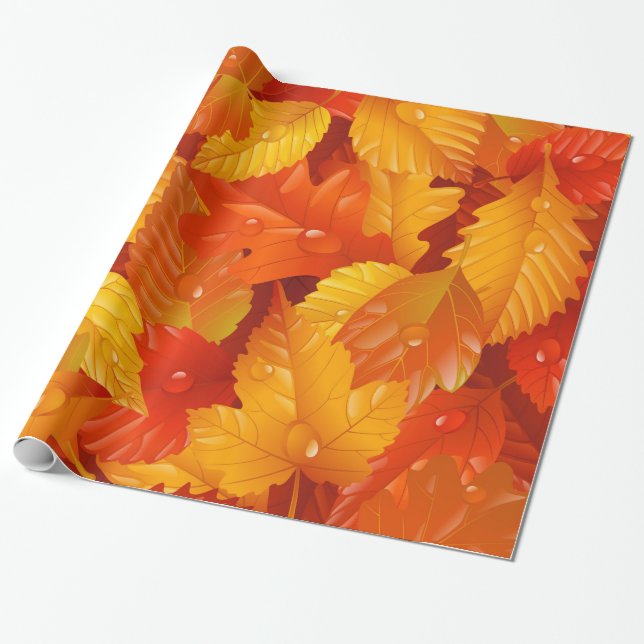 Papier Cadeau Feuilles d'automne (Déroulé)