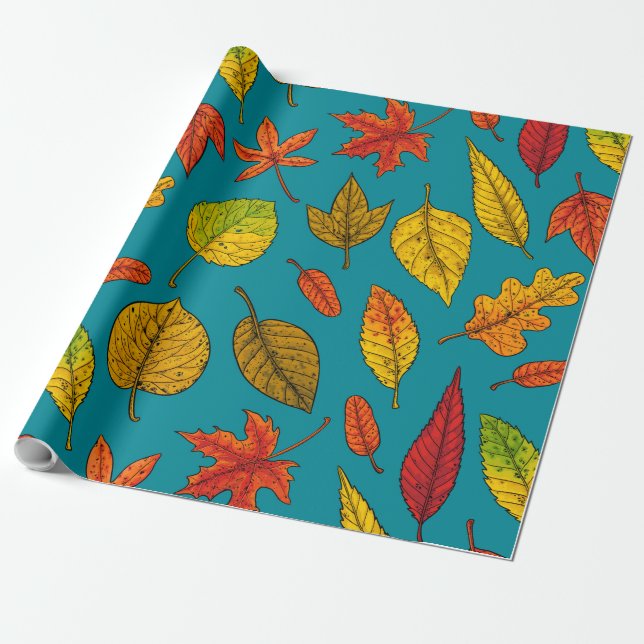 Papier Cadeau Feuilles d'automne (Déroulé)