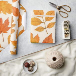 Papier Cadeau Feuilles d'automne à l'aquarelle Copperleaf